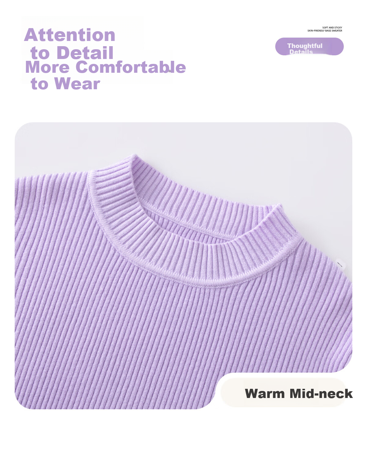 TonLion Girls Solid Color Base Shirt Autumn Winter New Thin Sweater Mid-Large Kids Warm Knitted Top Trendy White 140 17