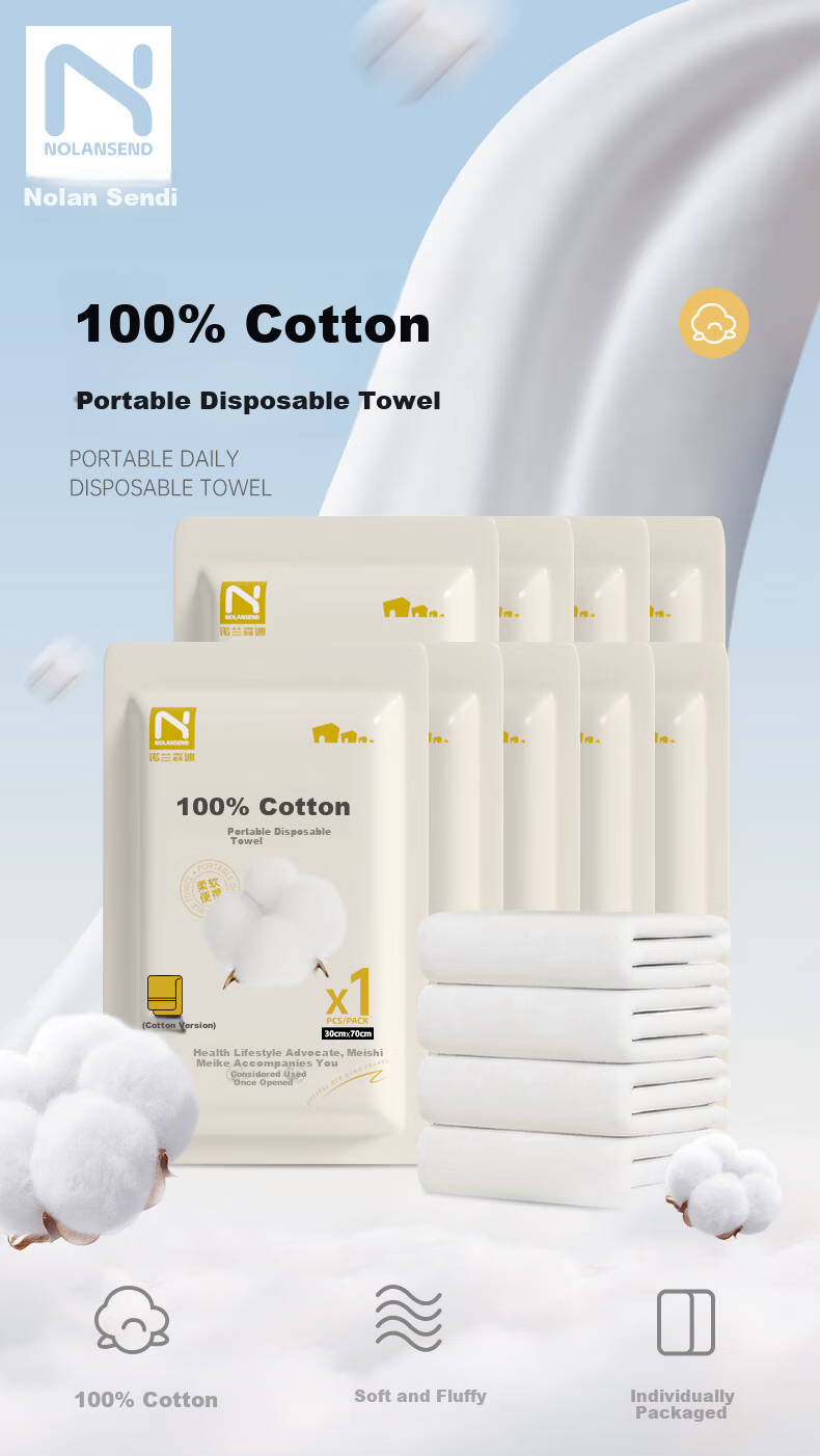 NOLANSEND Disposable 100% Pure Cotton Bath Towels, Thickened Portable Shower Towels for Travel, 5 Pack 1