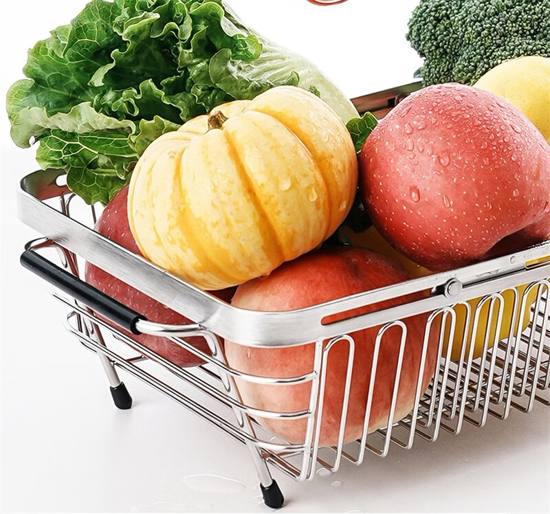 Submarine 304 Stainless Steel Kitchen Draining Rack Food Grade Sink Basket Dish Rack Telescopic Storage Rack 9