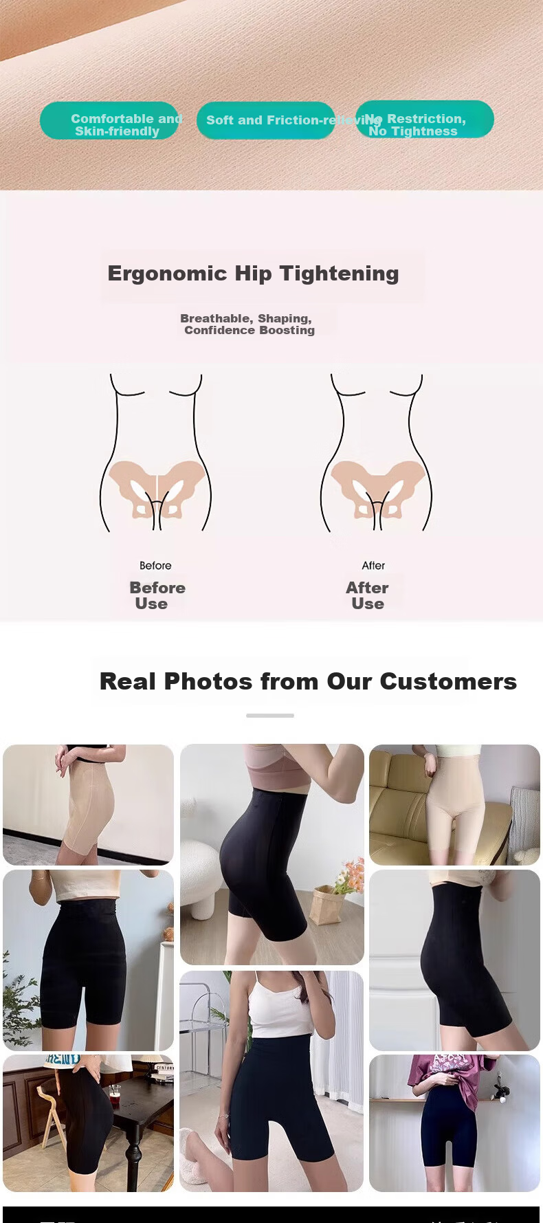 GRACEWELL 5D Shaping Floating Pants Hip Lifting Waist Slimming Seamless High Waist Slimming Body Shaping Base Underwear Nude L 4