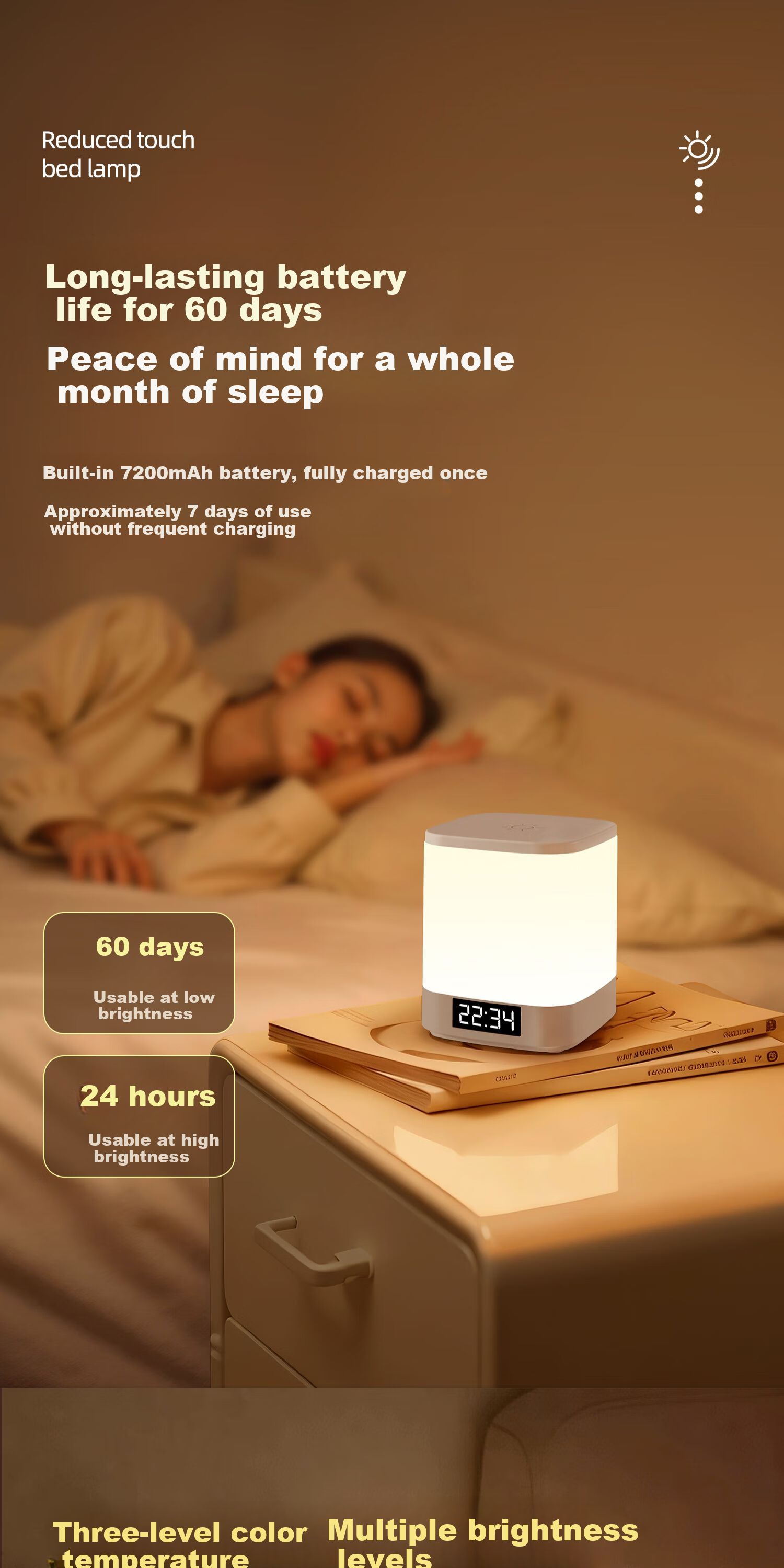 XinYouSuoShu Voice-Controlled Smart Night Light Voice-Activated Sensor Bedside Lamp Bedroom Rechargeable Baby Feeding Eye Protection Sleep Companion Light 7