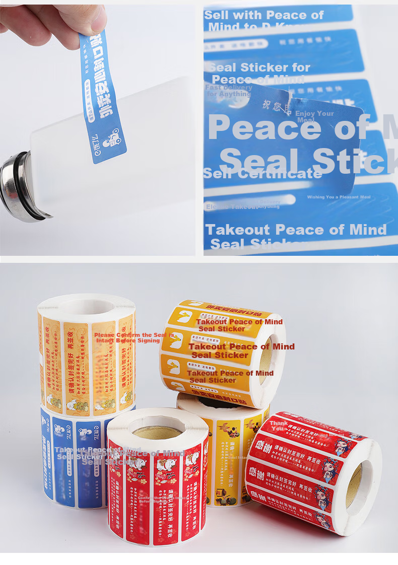 Jufu Takeout Seal Stickers 80x20mm, 1000pcs Packaging Bag Box Food Safety Sealing Tape Strips 5