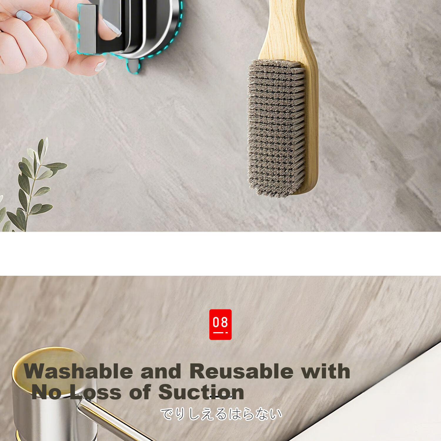 Zhifan Japanese Suction Cup Hook No Drilling Strong Load-Bearing Bathroom Towel Hook Door Back Wall-Mounted Adhesive Hook 23