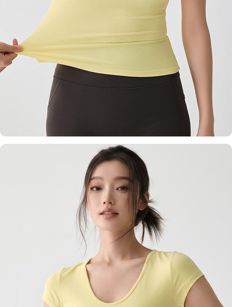 Xueqiman Summer Women's Yoga Short Sleeve Thin Quick-Dry High Elastic Slimming Pilates Training Fitness T-Shirt 15