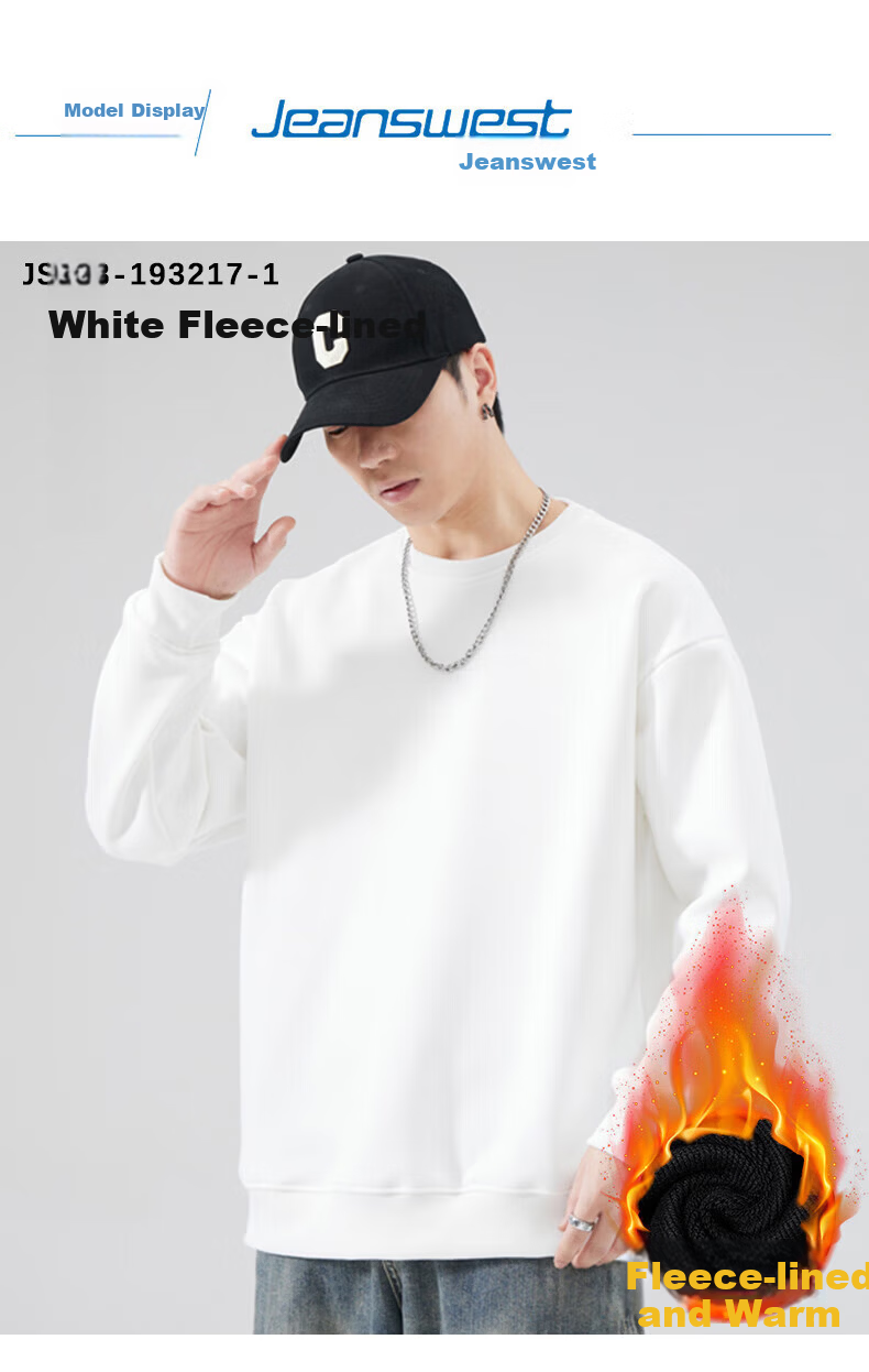 Jeanswest Men's Sweatshirt, Spring 2026 Collection, Pullover Round Neck, Drop Shoulder, Solid Color, Fashionable, Simple, Loose Fit, Casual, Black, XL Size 4