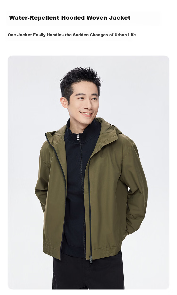 Giordano Men's Windproof Jacket Autumn Winter New Outdoor Double Zipper Loose Hooded Windbreaker 01075075 4
