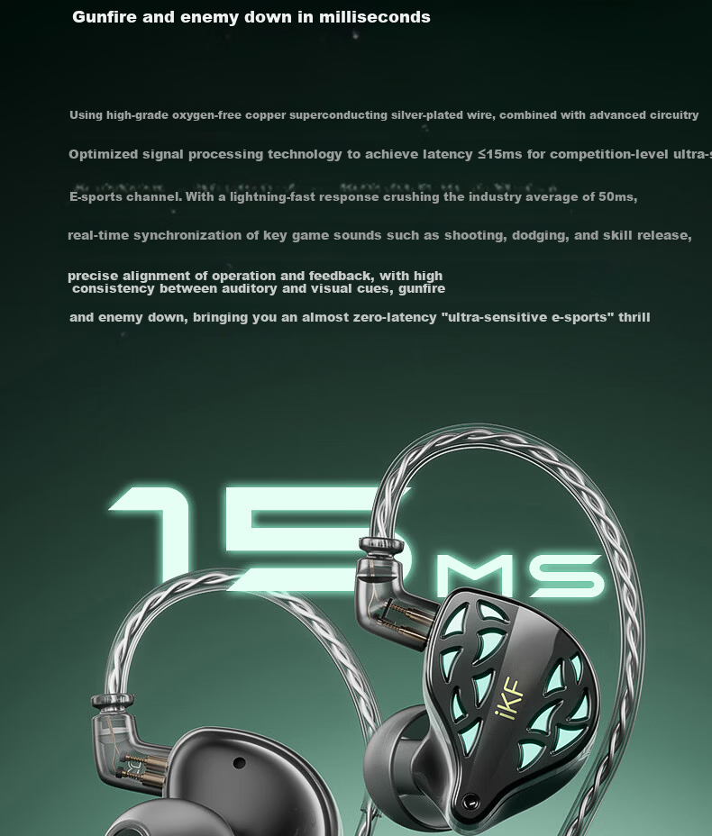 IKF Night Festival Wired In-Ear Gaming Headset FPS Dedicated Extended Gaming Earphones Type-C Fearless Contract Delta PC PUBG Mobile 9
