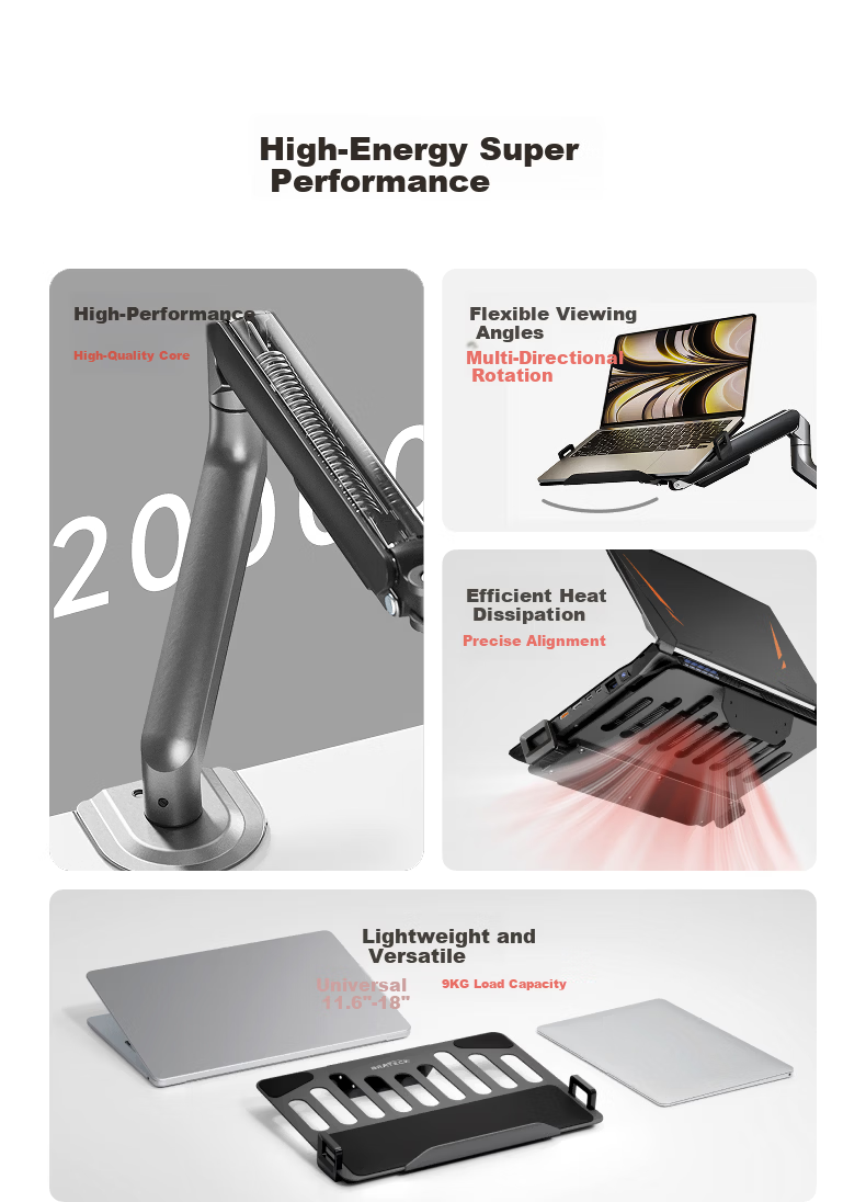 Brateck Beihu Laptop Stand, Notebook Computer Stand, Suspended Arm Bracket for Laptops, Monitor Riser Stand, Computer Desk Stand E350+APE40 2