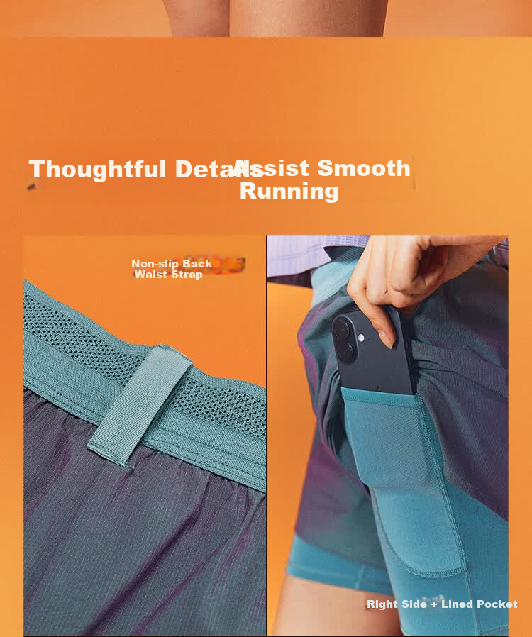 Xtep 2000KM PRO Men's Running Shorts Fake Two-in-One Breathable Quick-Dry Sports Training Five-Point Pants 41