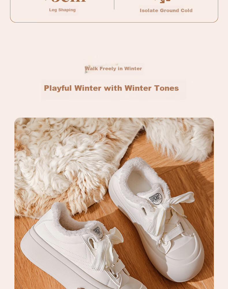 Feiyue Official Women's Sneakers 2026 Spring New Versatile Casual White Shoes Beige Fleece Lined Size 37 3