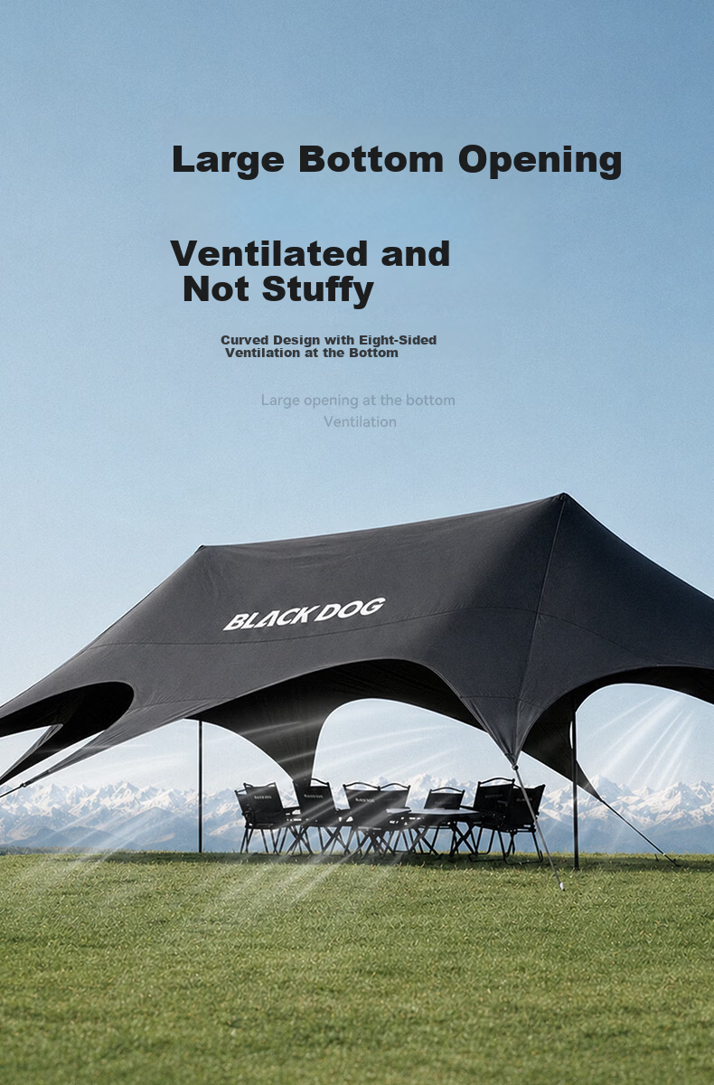 Black Dog Titanium Black Vinyl Canopy Windless Outdoor Camping Tent Sunshade Rainproof Shelter Medium 26㎡ 18