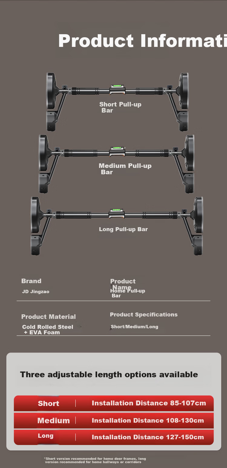 JD Jingzao Double Bar Pull-Up Bar Home Indoor No-Drill Doorway Adult Fitness Hanging Rod Short Version 17