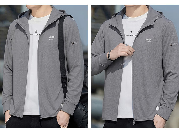 JEEP SPIRIT Father's Day Gift Men's Sunscreen Ice Silk Skin Jacket Breathable Outdoor Fishing Thin Jacket 32