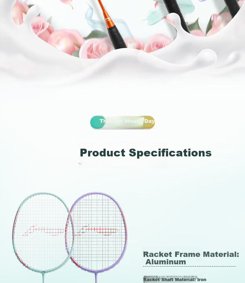 Li-Ning Badminton Racket, Leiting 8 Lightweight Durable Pair Set, for Male And Female Beginners, Sports Training Racket 17
