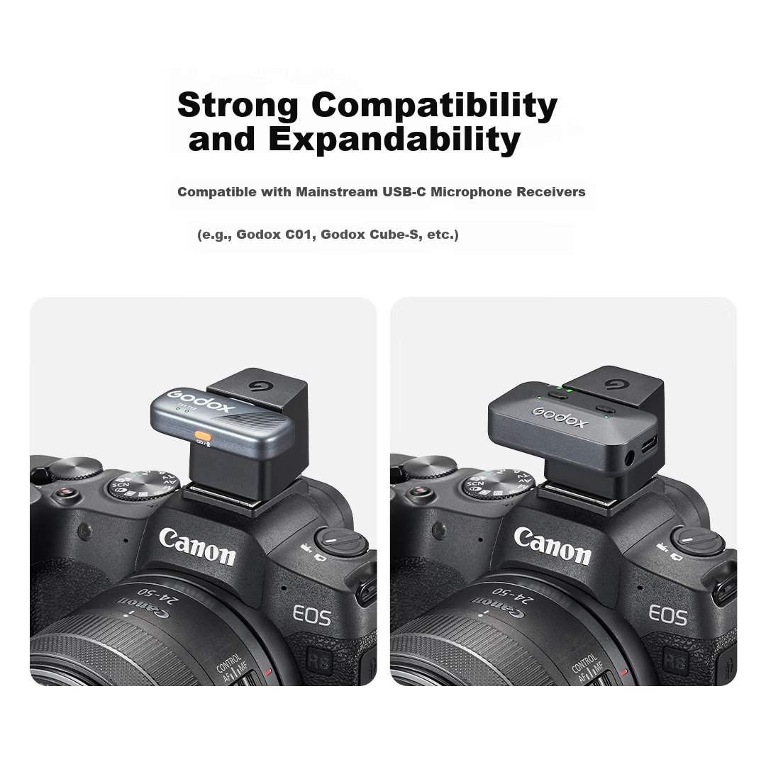 Godox Alink Wireless Microphone Omni-directional Smart Noise Reduction Mic for Video Recording Mobile Phone Camera Computer Universal HSA-C Adapter Canon Version 5