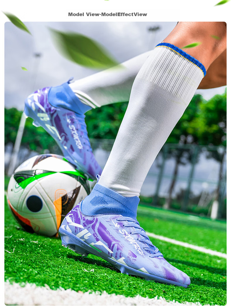 Shuangxing Men's FG Soccer Shoes Long Studs Adult Youth Kids Professional Training Cleats White Size 37 9