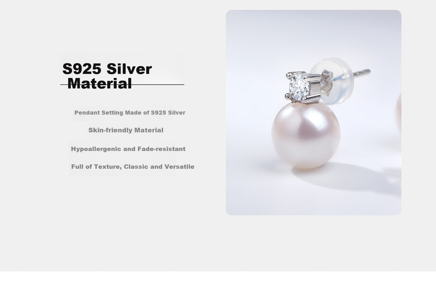 Daimi S925 Silver 10-11mm Round Freshwater Pearl Stud Earrings Princess Style Mother's Day Gift for Girlfriend Wife 15
