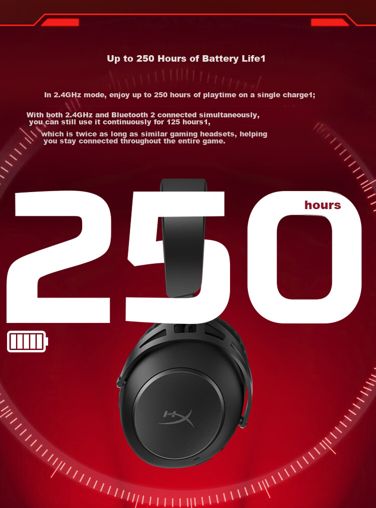 HYPERX Alpha II Wireless Black Over-Ear Gaming Headset Long Battery Life Compatible with Call of Duty: Modern Warfare II 2