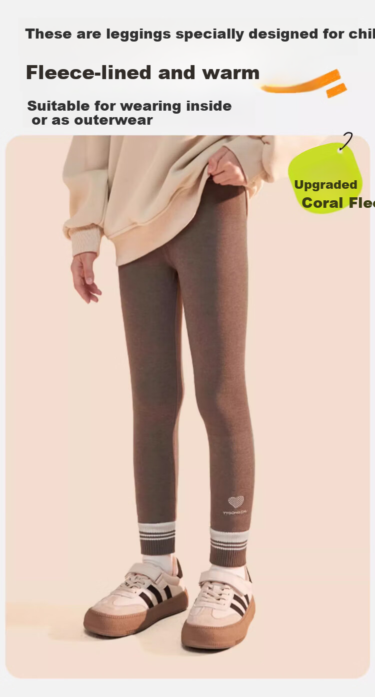 Langsha Children's Leggings Girls Autumn Winter Fleece Thickened Warm Pants 2