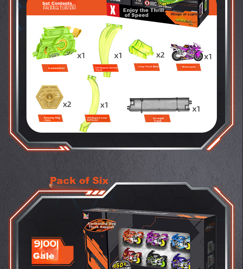IDoon Soogoo Motorcycle Boys Birthday Gift Toy Set Inertia Car with Track - High Power 17