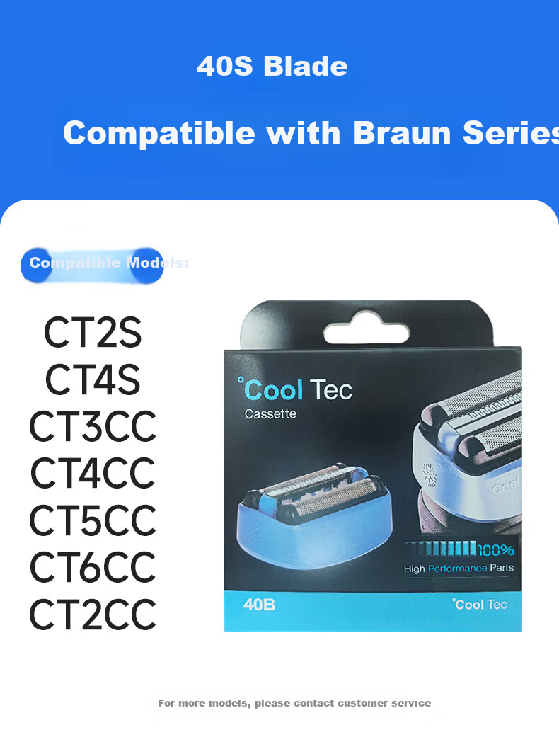 Donailun Replacement Braun Shaver 40B Cooling Blade Foil Compatible with CT2S/CT4S/CT4CC/CT5CC/5676 Heads Foil Screen Accessories 1