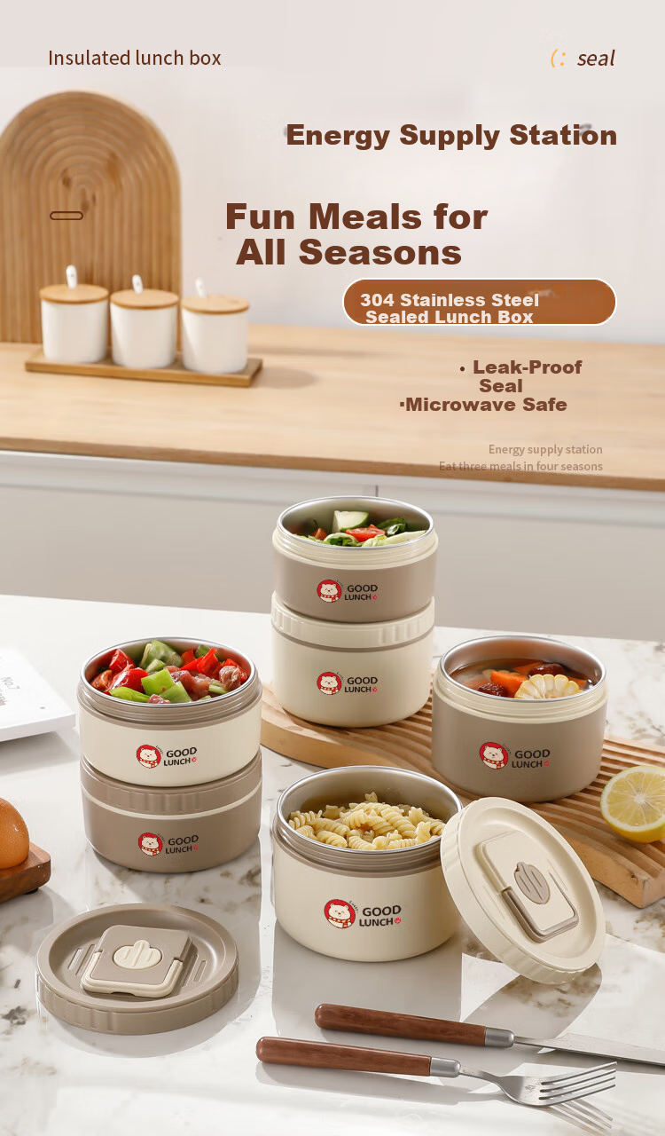 Licheers Insulated Lunch Box 304 Stainless Steel Multi-layer Thermal Container Large Capacity Microwaveable Bento Box for Students and Office Workers 1