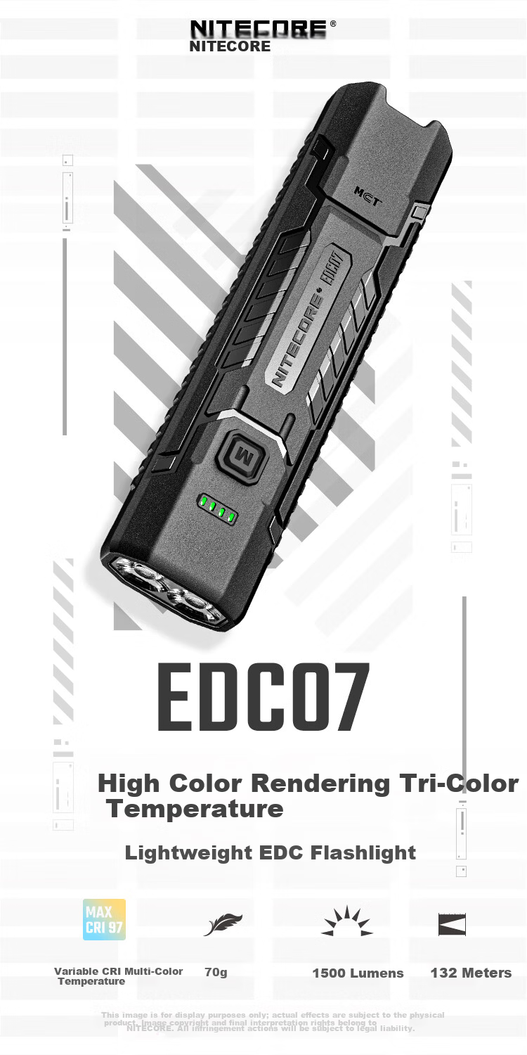 NITECORE EDC07 Slim Portable Outdoor Flashlight Three-Color Temperature Work Light 1