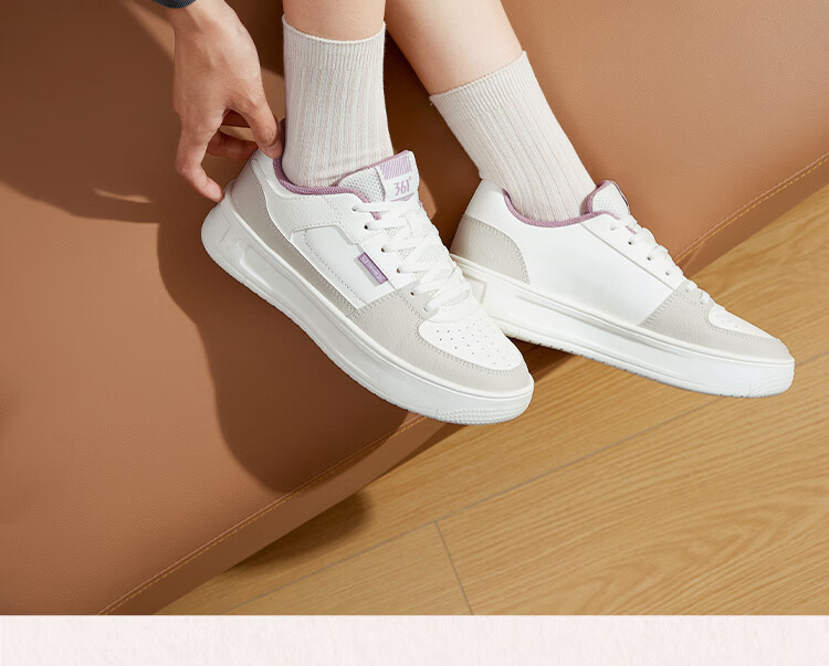 361° Qinghe 2 New Trendy Platform Leather Casual Sneakers Women's White Shoes 682636618-4 29