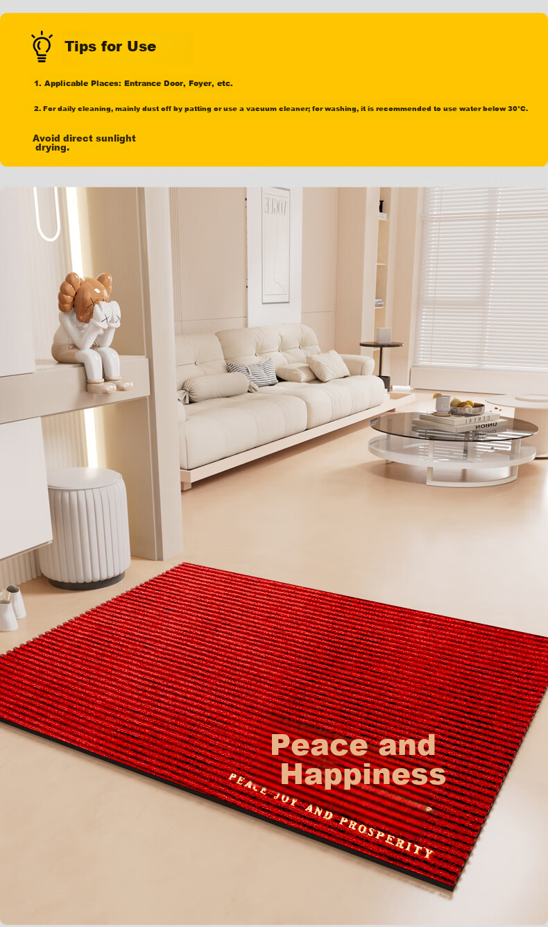 Nanfangshenghuo Entrance Mat, Luxury Doormat, Non-Slip Mat, Thickened Red Housewarming Mat for Indoor Entryway, Customizable 11