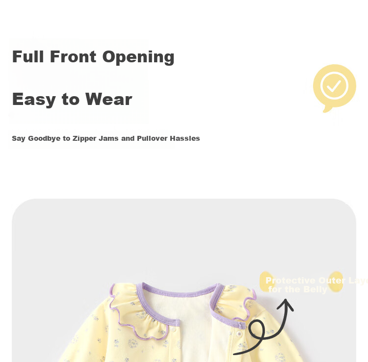 Badi Badi [Gift for Expectant Moms] Pure Cotton Infant One-Piece Romper Pajamas Homewear Pastoral Floral Yellow 66cm 4