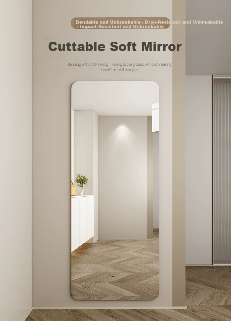 Yimo Acrylic Soft Mirror Wall Sticker Self-Adhesive Full-Length Dressing Mirror No Drilling Home Use HD Mirror 30*120cm 3
