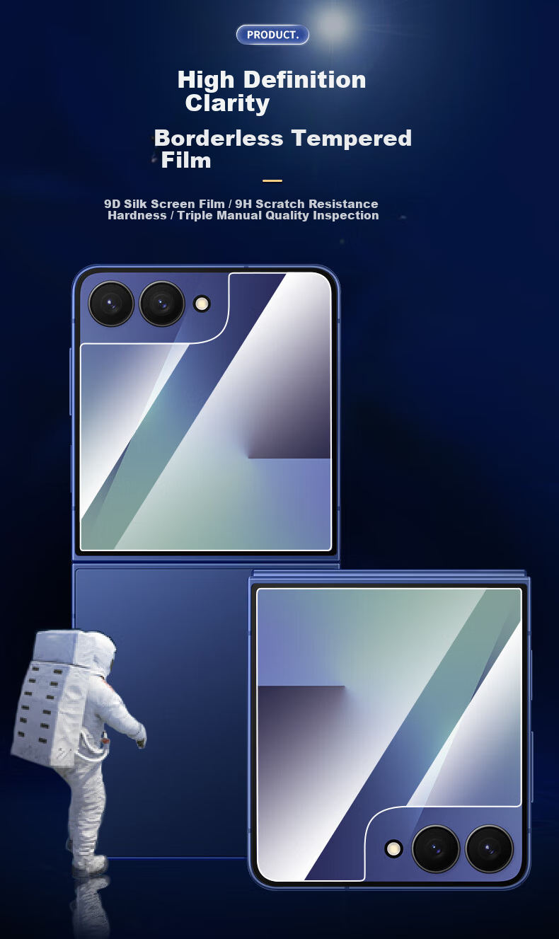LANGLING [2-Pack] Tempered Glass Screen Protector for Samsung Z Flip7 Full Coverage HD Transparent Anti-Drop Scratch-Resistant Outer Screen Film 1
