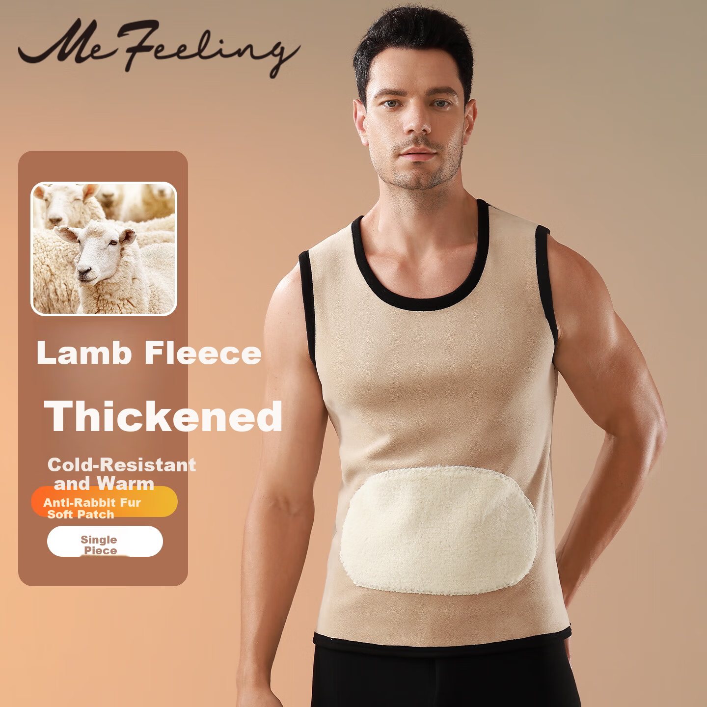 Me feeling Men's Thermal Underwear 2025 New Autumn Winter Thickened Fleece Vest Lamb Wool Warm Anti-Cold Top