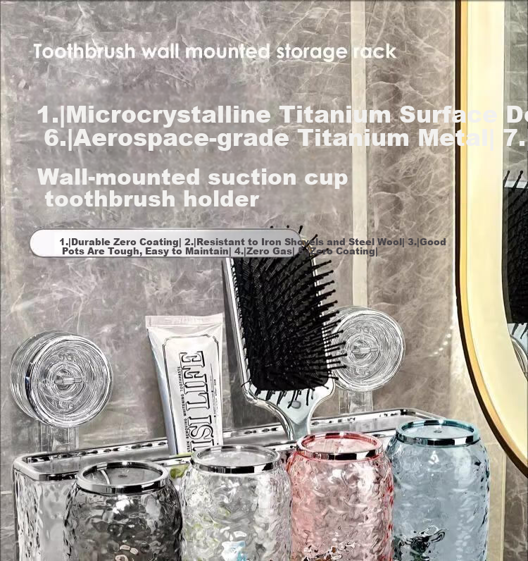 Jialifang Suction Cup Toothbrush Holder Wall-Mounted No Drilling Required with Handle Colorful Four-Cup Desig 1