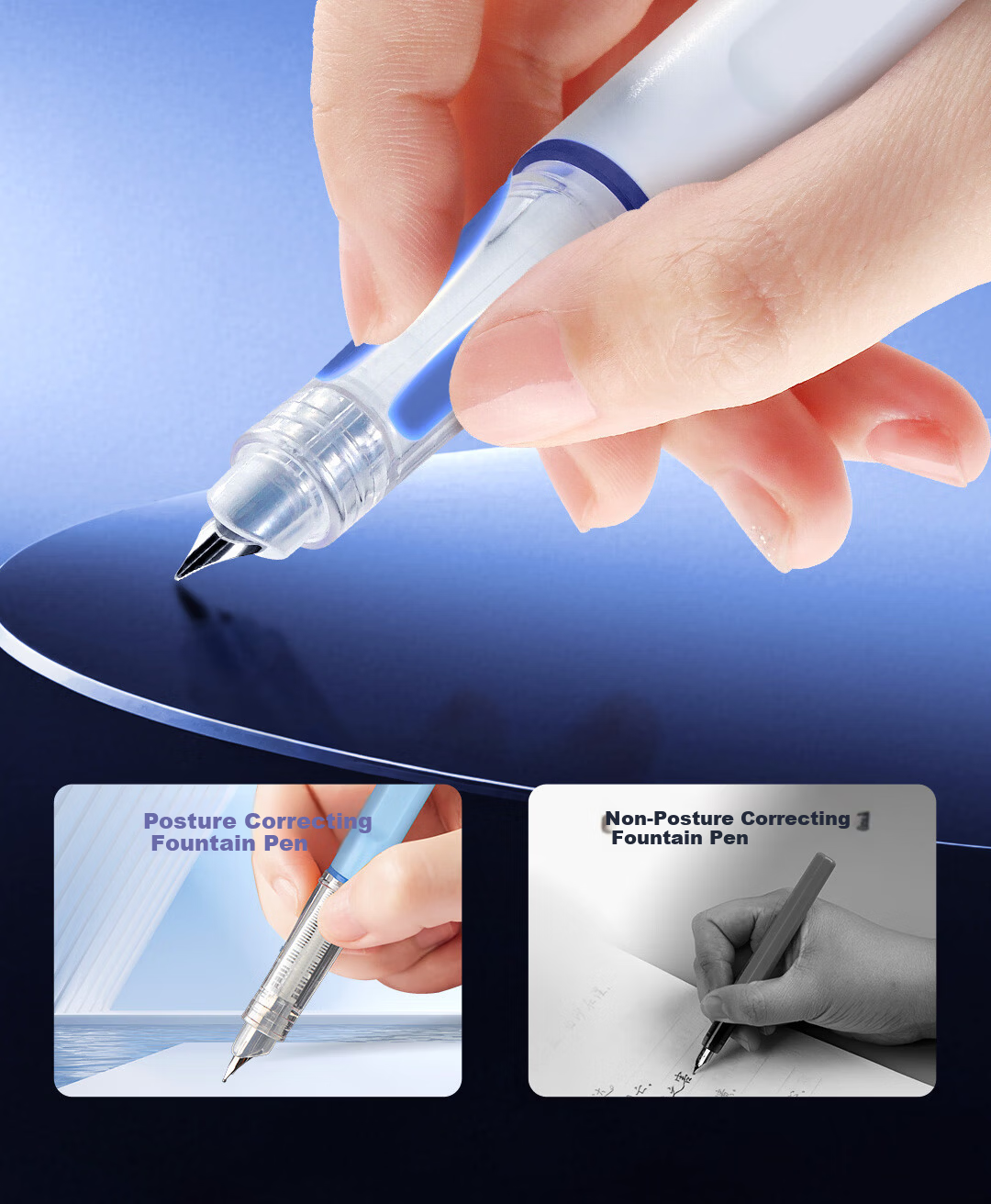 Dianshi Time Capsule Non-Splash Ink Fine Nib Fountain Pen Posture Correction for 3rd Grade Primary Students Calligraphy Pen Back to School 7155 Purple Barrel - EF Nib [Magic Erasable Blue Ink] 10