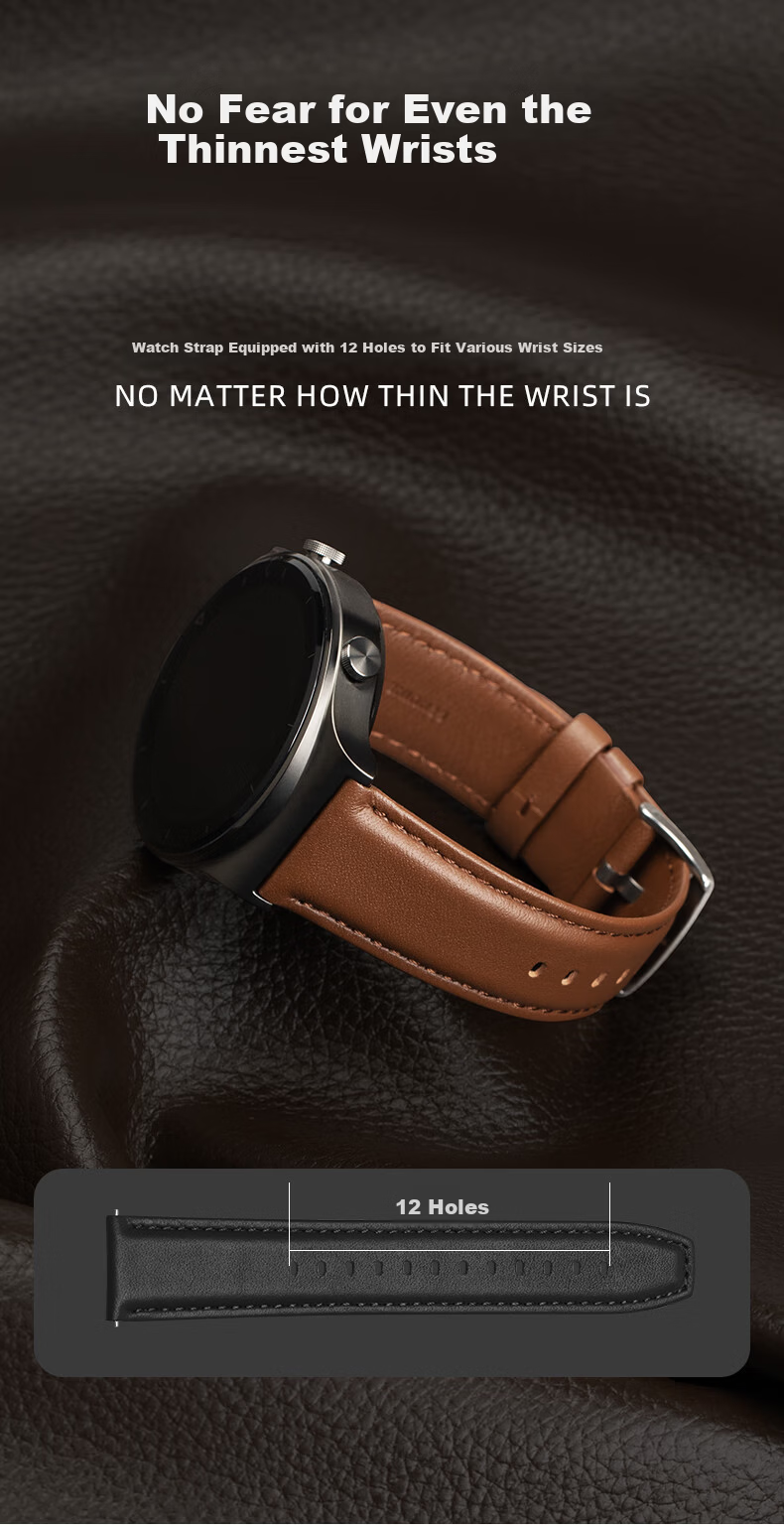 Gangjue Genuine Leather Watch Strap for Huawei GT6/GT5/GT4 Pro/Watch5/4/3/2 Women’s 41/42MM First Layer Cowhide Frost White 18mm Band 8