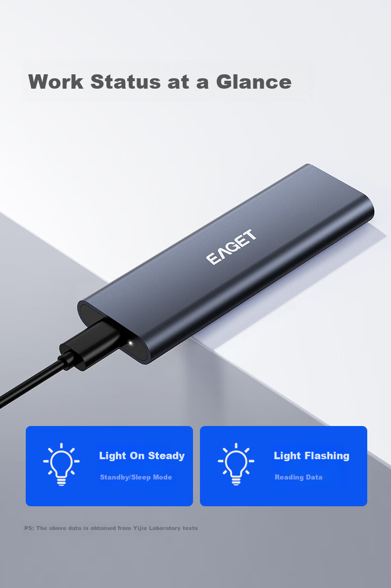 EAGET M.2 NVMe External SSD Enclosure 10Gbps USB 3.2 High-Speed Aluminum Alloy Heat Dissipation for Desktop and Laptop 11