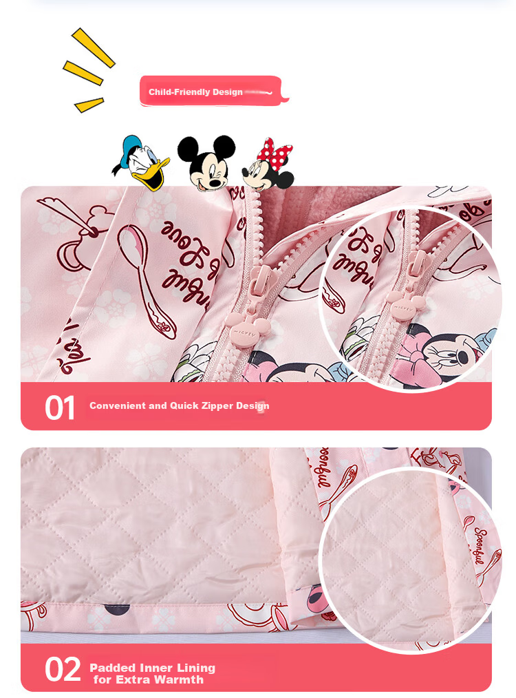 Disney Baby Children's Jacket, Autumn And Winter Three-In Coat, Two-Piece Set, 2026 Spring And Autumn New Cotton Jacket, Fleece Lining 5