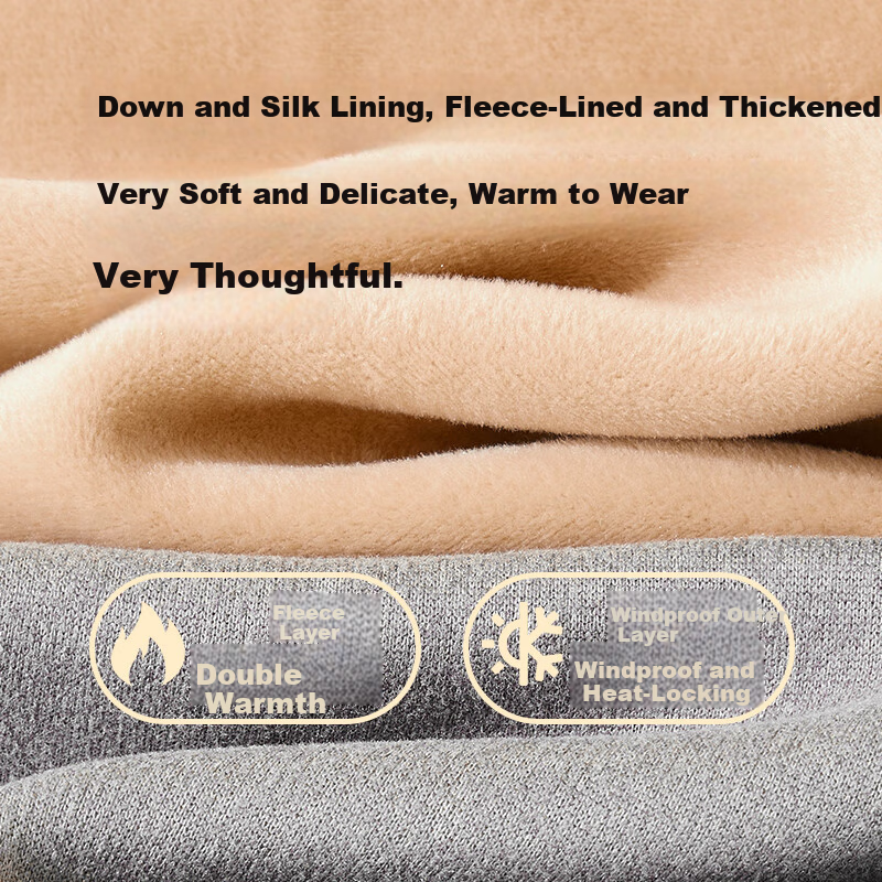 MiiOW [Goose Down & Silk 7A Antibacterial] Men's Thermal Underwear Fleece Thickened Autumn Shirt and Pants Warm Set