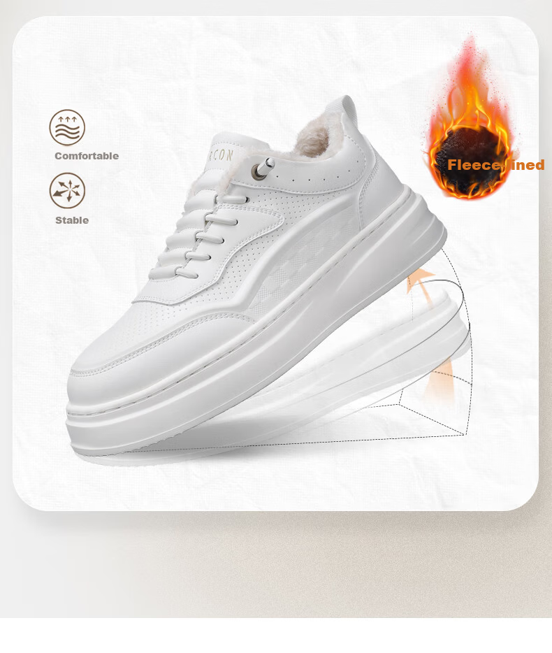 Yierkang Men's Spring Summer Classic Simple Breathable White Leather Casual Sneakers 14