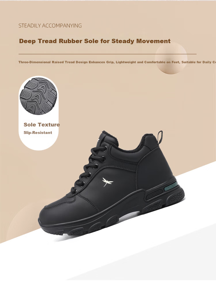 Red Dragonfly Women's Dad Sneakers Autumn Winter Fleece Lined Height Increasing Running Shoes Outdoor Thick Sole Lightweight Sports Shoes EXC451341 Black Size 37 6