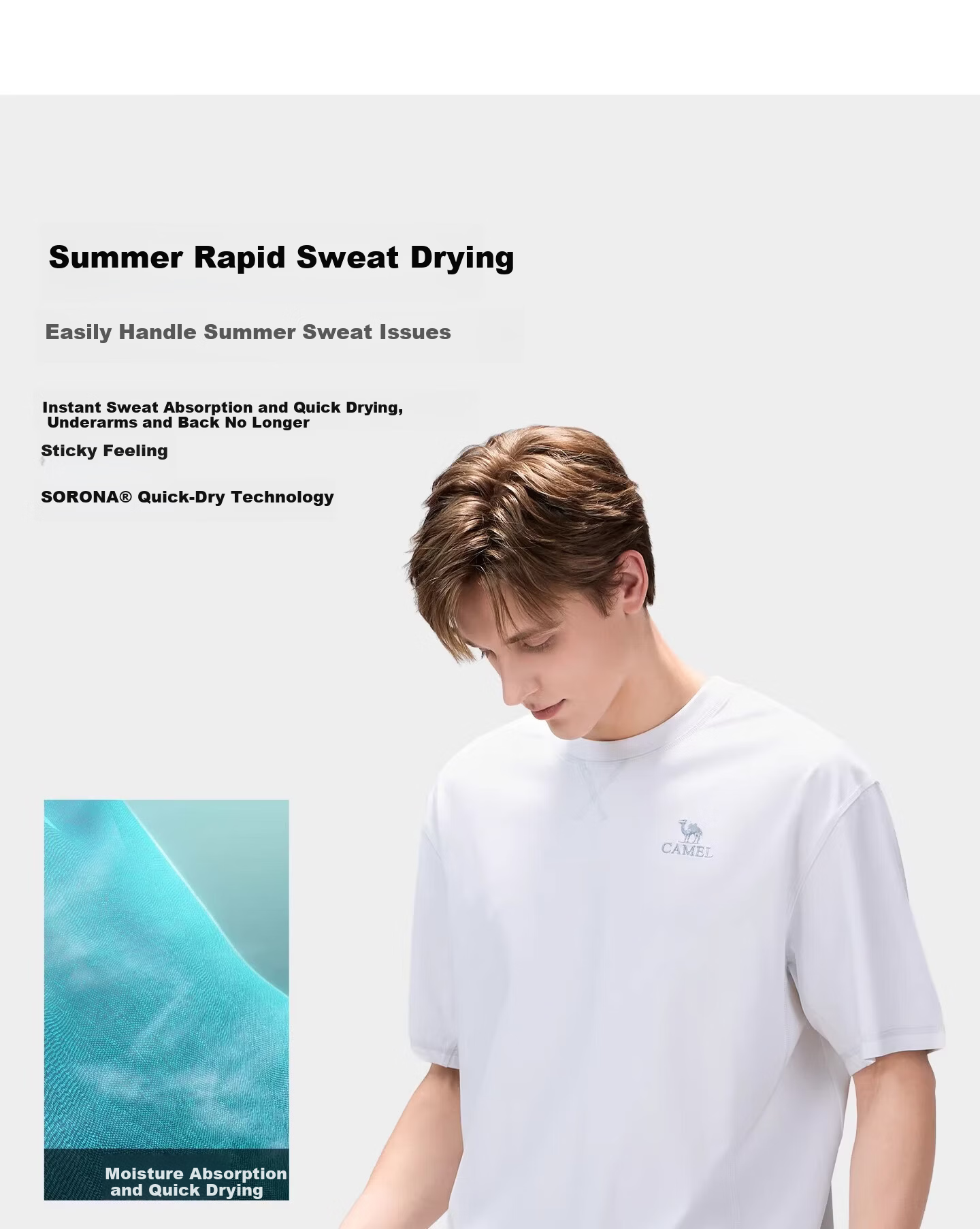 CAMEL Outdoor Quick-Dry T-Shirt Men Spring Summer 2026 Short Sleeve Breathable Cooling Stretch Hiking Top Women A36BK08037 2