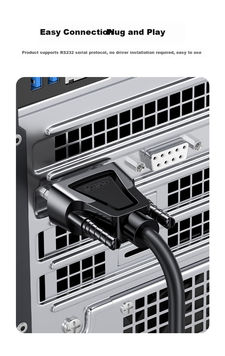 Dite RS232 Serial Cable Male to Male DB9 9-Pin COM Port Direct Connection Cable for Digital Machine Tool Barcode Scanner 5m DT-9005A 5