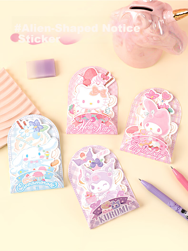 GuangBo X Sanrio Clown Fish Irregular Sticky Notes, Memo Pads, Refrigerator Message Boards, Self-Adhesive Notebooks with Random Patterns, 30 Sheets, 6 Designs/pack, KT86643 3