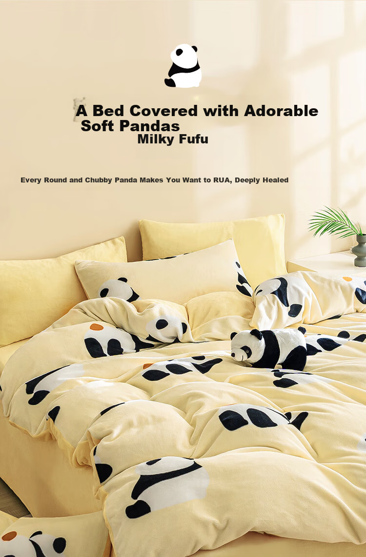 JD Original Knitted Fleece Bedding Set, Milk Velvet Winter Double Bed Duvet Cover And Pillowcases, Class A Antibacterial Brushed Anti-Static Fitted Sheet Style for 1.5-Meter Bed, Jasmine Milk Gree 5