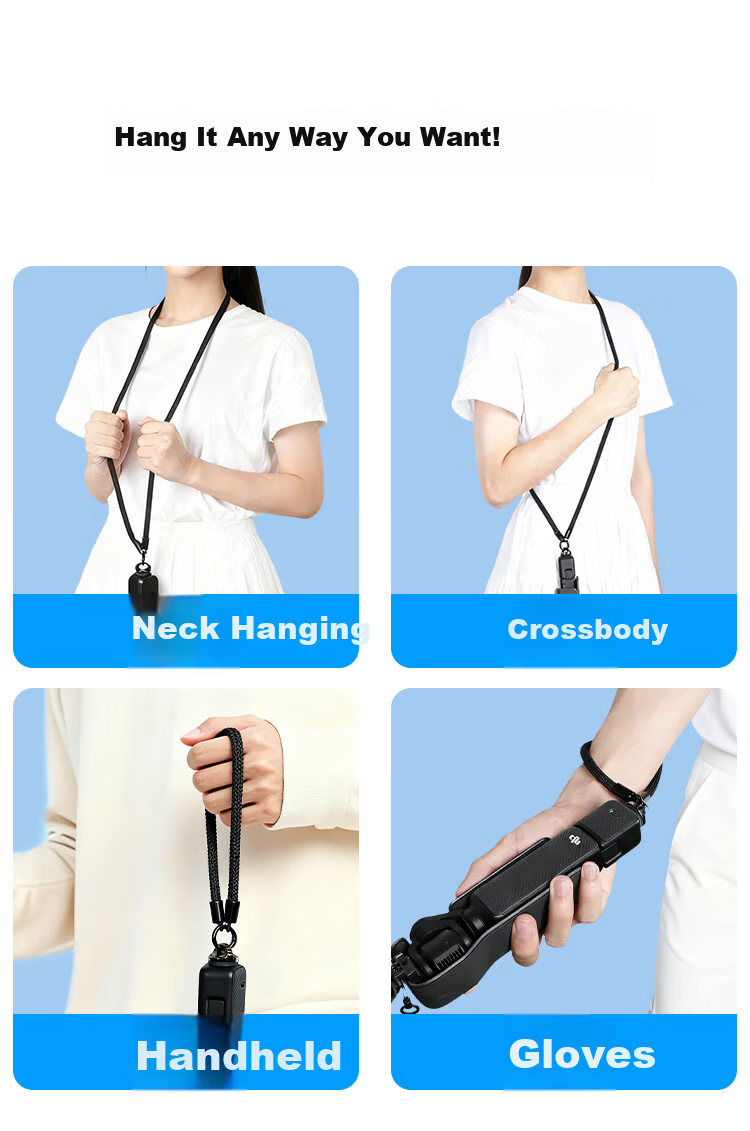 Smorss Lanyard Strap for DJI Pocket 4/3, Crossbody and Wrist Strap, Anti-Drop Retractable Safety Rope for Osmo Pocket 3 Camera Accessories 6