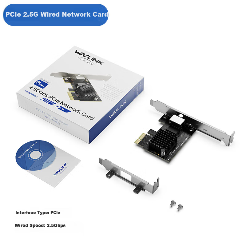 Wavlink PCI-E to 2.5G Wired Network Card, 2Gbps High-Speed Ethernet Port Expansion for Gaming And E-Sports, Desktop Computer Internal Ethernet Adapter with RJ45 Port, NWP002 11