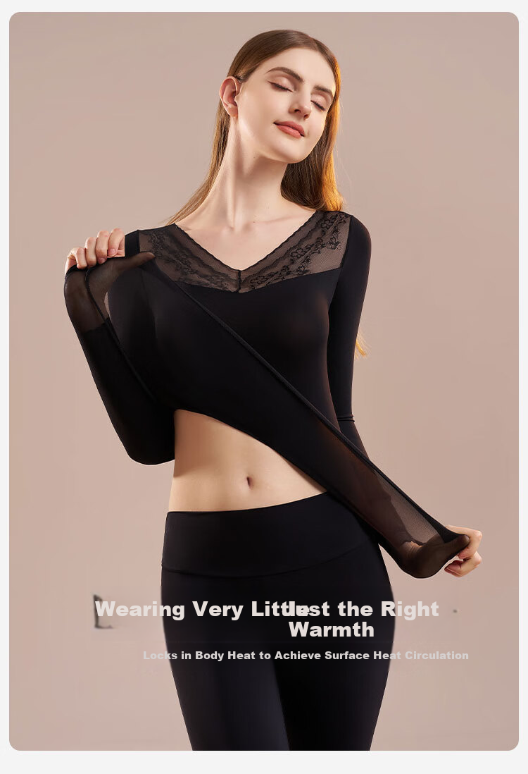 GRACEWELL Lace Ultra-Thin Base Layer Thermal Underwear Set for Women Autumn Skin-Friendly Invisible Seamless Winter New Arrival 13