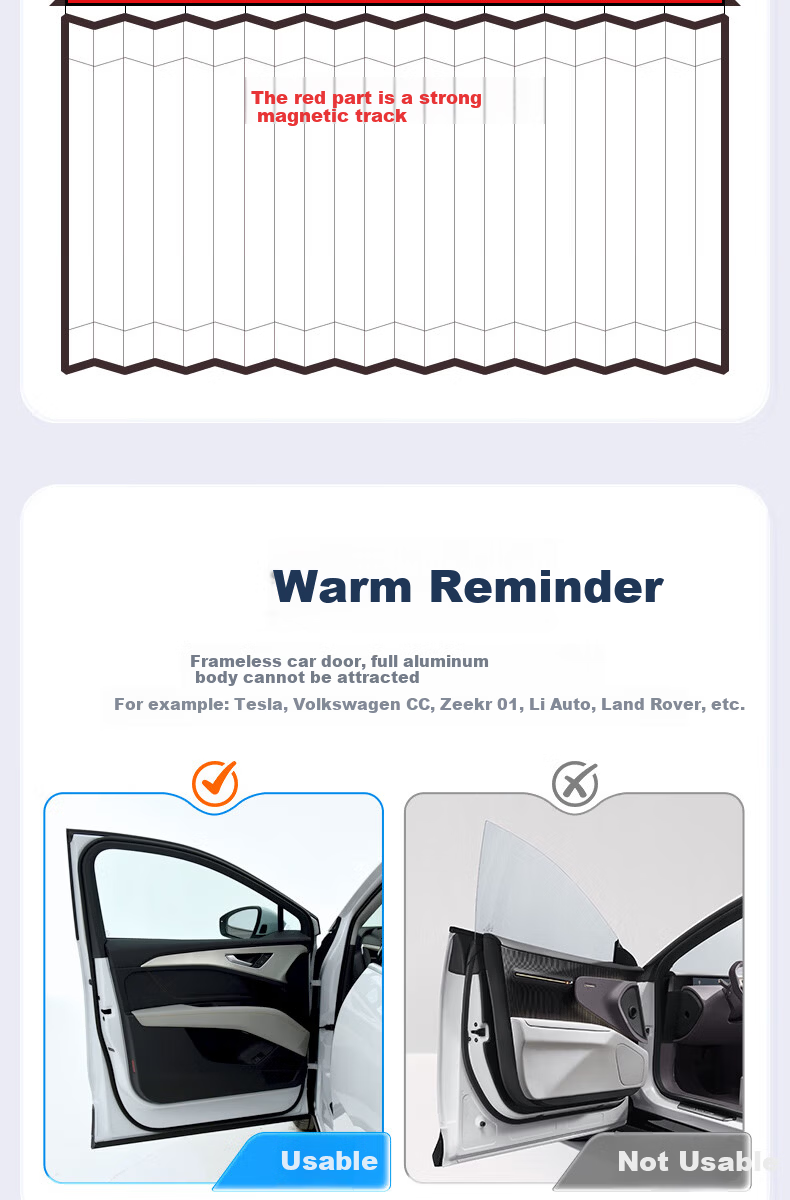 Jiabalan Car Sunshade Set of 4 - Magnetic Side Window Sunshade, Heat Insulation, Mosquito Protection, Privacy, Automatic Retractable Sunshade Curtain 4