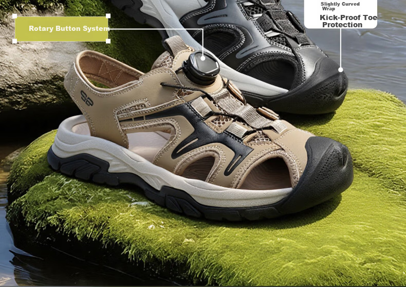 Belle Hollow Breathable Casual Sandals Men 26 Summer New Knob Buckle Outdoor Beach Shoes A2396BL6 Quicksand Brown Size 41 9